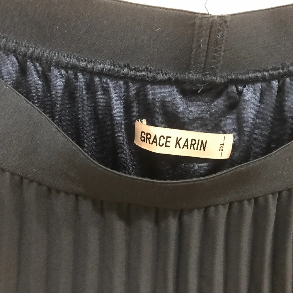Grace Karin Pleated Chiffon A-line Swing Midi Skirt (2XL) - Picture 9 of 10